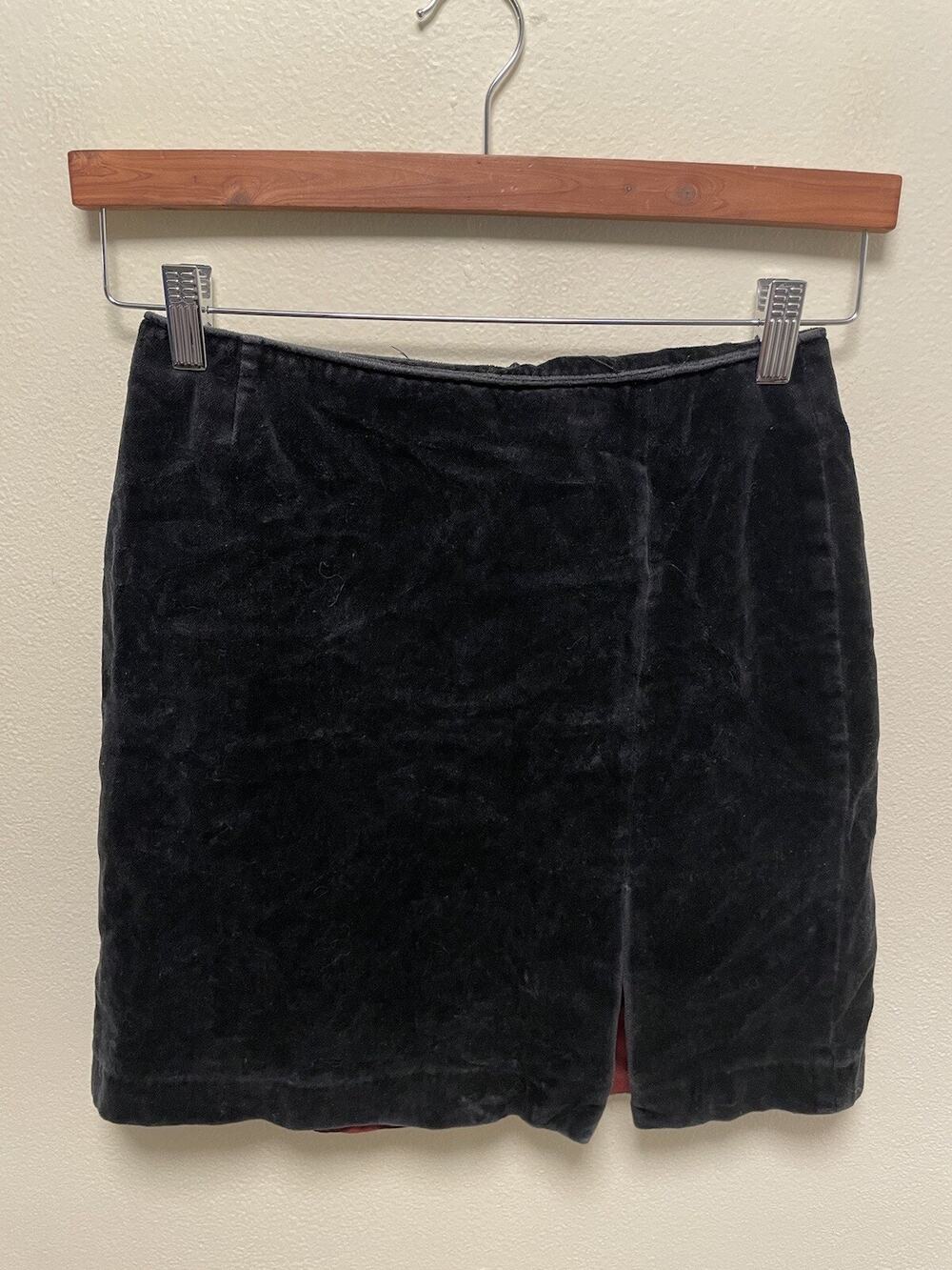 Vintage Gap Womens Mini Skirt Size 2 Black Velvet Slit Whimsigoth Witchy 90s Y2K